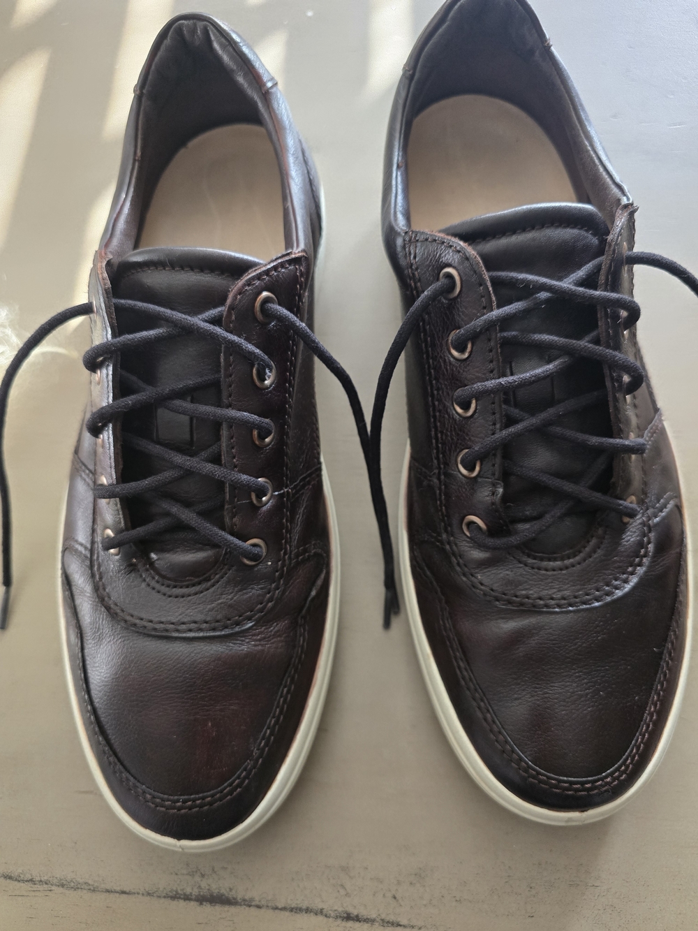 ECCO Men's Soft 7 Dark Brown Genuine Leather Sneakers - Size 10-10.5